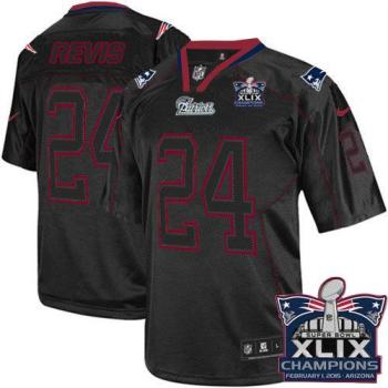New England Patriots 24 Darrelle Revis Lights Out Black Super Bowl XLIX Champions Patch Stitched NFL Elite Jersey