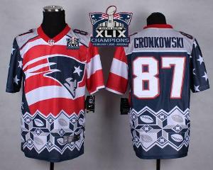 New England Patriots 87 Rob Gronkowski Navy Blue Super Bowl XLIX Champions Patch Stitched NFL Elite Noble Fashion Jersey