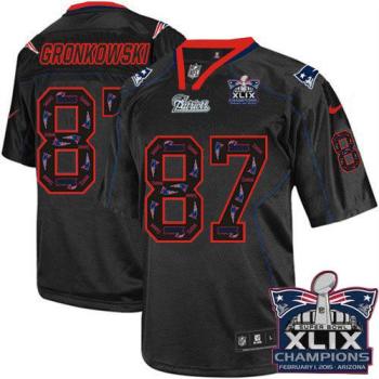 New England Patriots 87 Rob Gronkowski New Lights Out Black Super Bowl XLIX Champions Patch Stitched NFL Elite Jersey