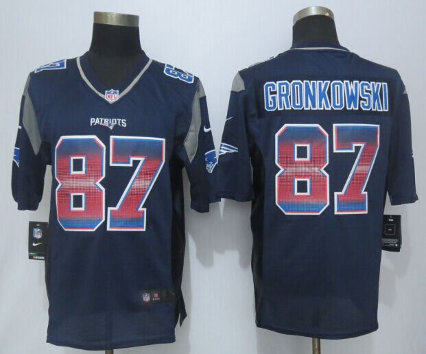 New England Patriots 87 Rob Gronkowski Pro Line Navy Blue Fashion Strobe 2015 New Nike Jersey