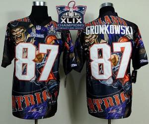 New England Patriots 87 Rob Gronkowski Team Color Super Bowl XLIX Champions Patch Stitched NFL Elite Fanatical Version Jersey