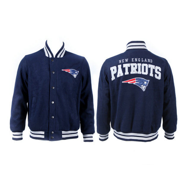 New England Patriots Navy Blue Team Logo Suede NFL Jackets