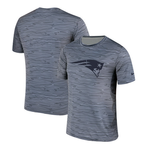 New England Patriots Nike Gray Black Striped Logo Performance T-Shirt