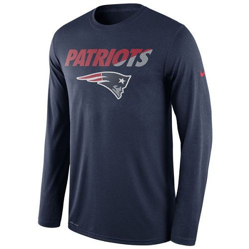 New England Patriots Nike Navy Legend Staff Practice Long Sleeves Performance T-Shirt