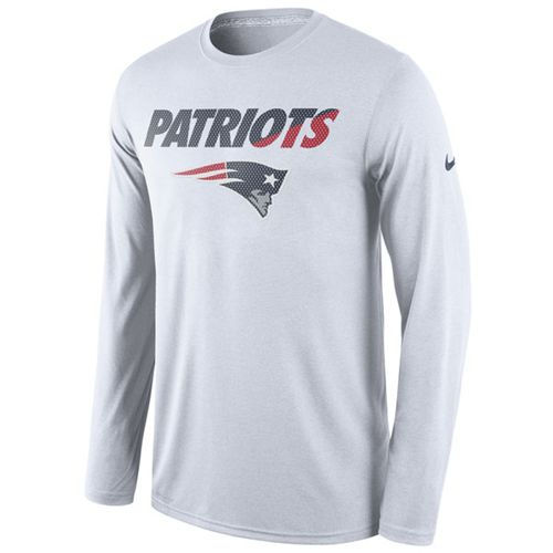 New England Patriots Nike White Legend Staff Practice Long Sleeves Performance T-Shirt