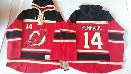 New Jersey Devils 14 Adam Henrique Red Sawyer Hooded Sweatshirt Stitched NHL Jersey