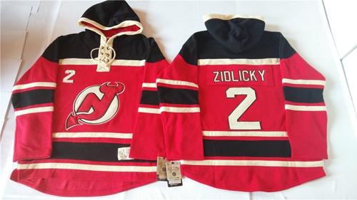New Jersey Devils 2 Marek Zidlicky Red Sawyer Hooded Sweatshirt Stitched NHL Jersey