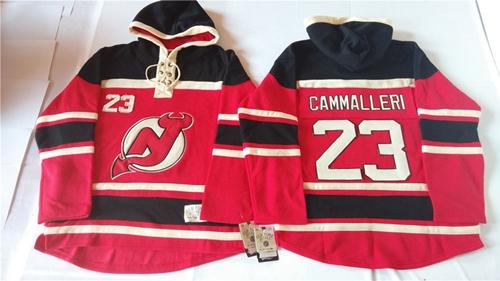 New Jersey Devils 23 Mike Cammalleri Red Sawyer Hooded Sweatshirt Stitched NHL Jersey