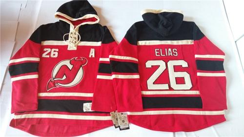 New Jersey Devils 26 Patrik Elias Red Sawyer Hooded Sweatshirt Stitched NHL Jersey