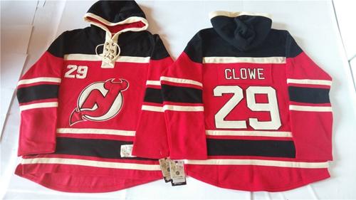 New Jersey Devils 29 Ryane Clowe Red Sawyer Hooded Sweatshirt Stitched NHL Jersey