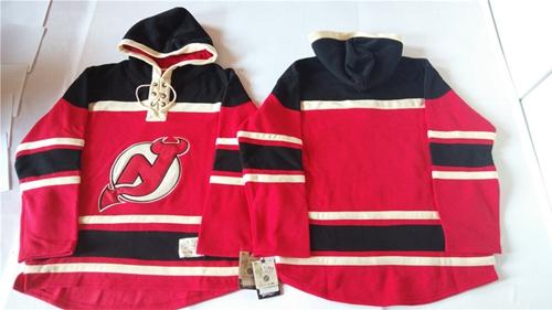 New Jersey Devils Blank Red Sawyer Hooded Sweatshirt Stitched NHL Jersey