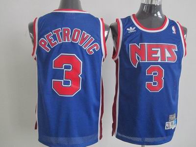 New Jersey Nets #3 Drazen Petrovic Blue Embroidered Throwback Jersey
