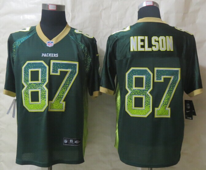New Nike Green Bay Packers 87 Nelson Drift Fashion Green Elite Jerseys