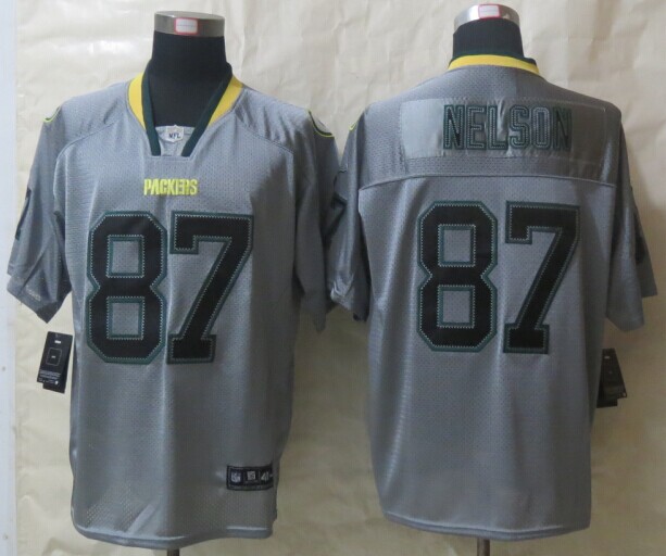 New Nike Green Bay Packers 87 Nelson Lights Out Grey Elite Jerseys