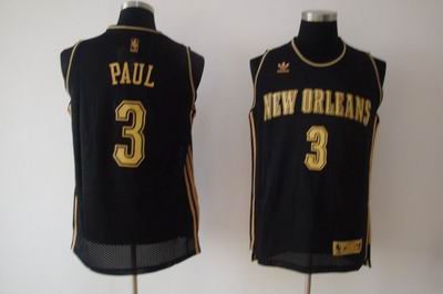 New Orleans Hornets #3 Chris Paul Embroidered Black yellow number jerseys