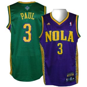 New Orleans Hornets #3 Chris Paul Gold-Purple-Green Mardi