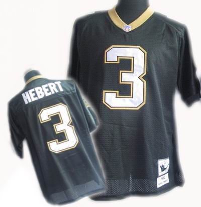New Orleans Saints #3 Bobby Hebert Jerseys Throwback BLACK