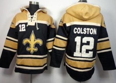 New Orleans Saints 12 Marques Colston Black Stitched NHL Sawyer Hooded Sweatshirt Jersey