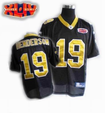 New Orleans Saints 19# HENDERSON Super Bowl XLIV Team Color black Jersey