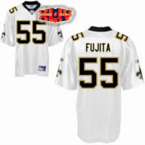 New Orleans Saints 55# Scott Fujita Super Bowl XLIV Color WHITE Jersey