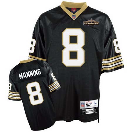 New Orleans Saints 8 black Manning throwback Jerseys Champions patch