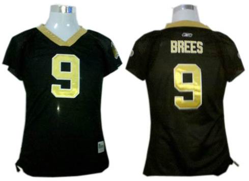 New Orleans Saints 9# Drew Brees Women s Field Flirt Fashion Jerseys black