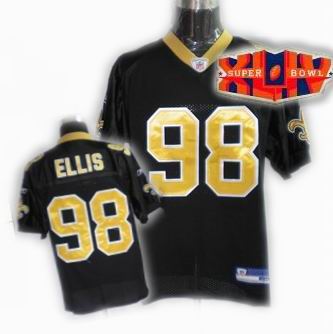 New Orleans Saints 98# Sedrick Ellis Super Bowl XLIV Team Color black Jersey