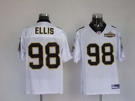 New Orleans Saints 98 Sedrick Ellis white Champions patch