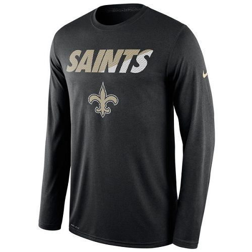 New Orleans Saints Nike Black Legend Staff Practice Long Sleeves Performance T-Shirt