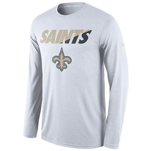 New Orleans Saints Nike White Legend Staff Practice Long Sleeves Performance T-Shirt