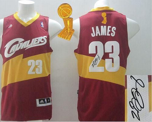 New Revolution 30 Autographed Cleveland Cavaliers 23 LeBron James Red The Champions Patch NBA Jersey