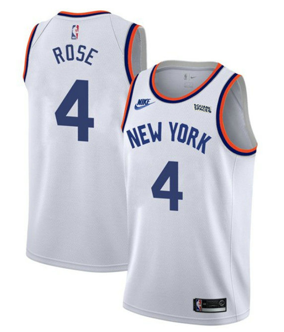 New Yok Knicks #4 Derrick Rose 2021 2022 White City Edition Stitched Jersey