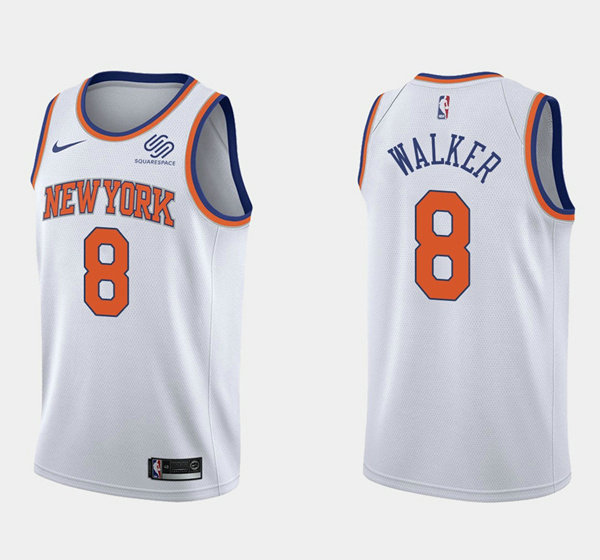 New Yok Knicks #8 Kemba Walker Association Edition Stitched Swingman Basketball Jersey