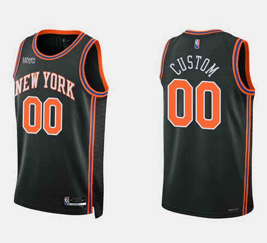 New Yok Knicks Active Player Custom Black 75th Anniversary Stitched Swingman Basketball Jersey