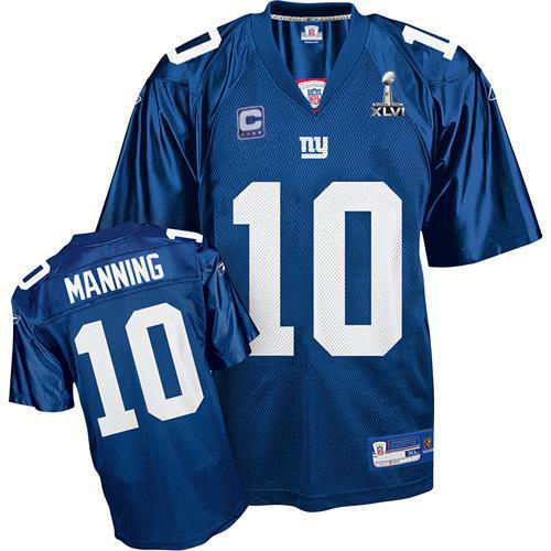 New York Giants #10 Eli Manning Blue 2012 Super Bowl XLVI Jersey Blue C patch