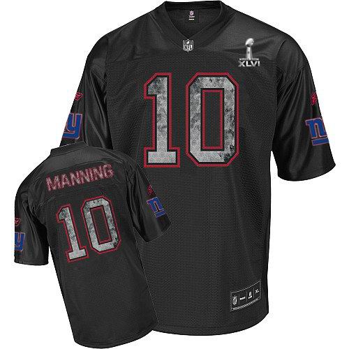 New York Giants #10 Eli Manning Sideline Black United 2012 Super Bowl XLVI Jersey
