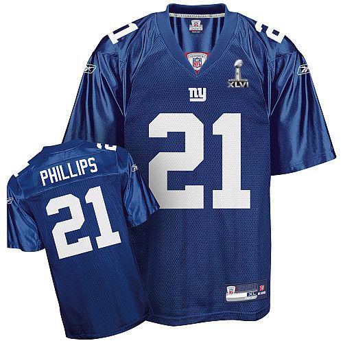 New York Giants #21 Kenny Phillips 2012 Super Bowl XLVI Jersey Blue