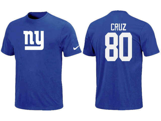 New York Giants #80 Cruz blue T-Shirts