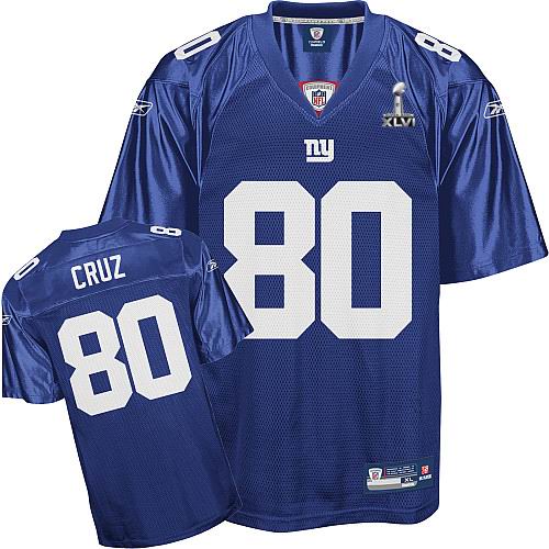 New York Giants #80 Victor Cruz 2012 Super Bowl XLVI Jersey Blue