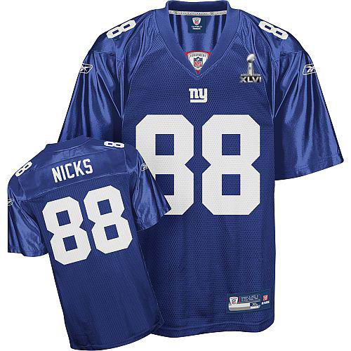 New York Giants #88 Hakeem Nicks 2012 Super Bowl XLVI Jersey Blue