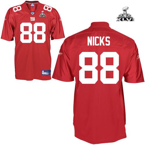 New York Giants #88 Hakeem Nicks 2012 Super Bowl XLVI Jersey red