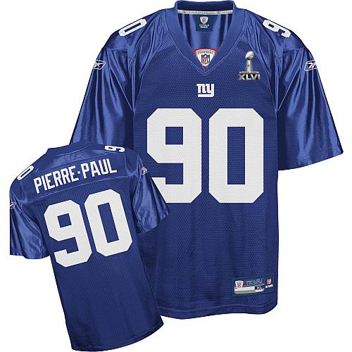 New York Giants #90 Jason Pierre-Paul 2012 Super Bowl XLVI Jersey Blue