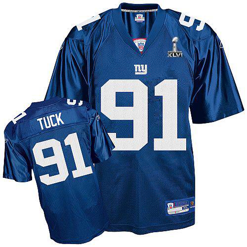 New York Giants #91 Justin Tuck 2012 Super Bowl XLVI Jersey Blue