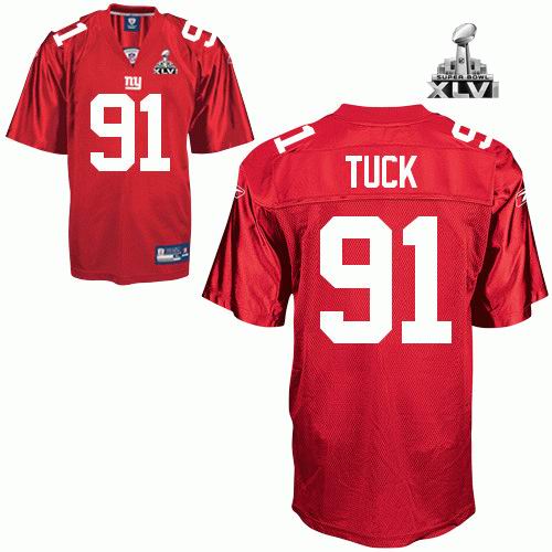 New York Giants #91 Justin Tuck 2012 Super Bowl XLVI Jersey red
