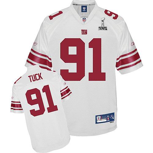 New York Giants #91 Justin Tuck 2012 Super Bowl XLVI Jersey white