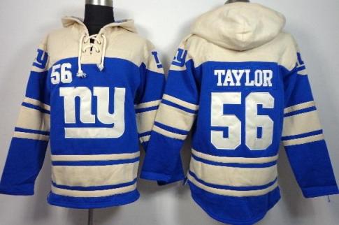 New York Giants 56 Lawrence Taylor Blue Sawyer Hooded Sweatshirt NFL Hoodie