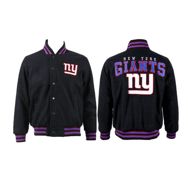 New York Giants Black Team Logo Suede NFL Jackets