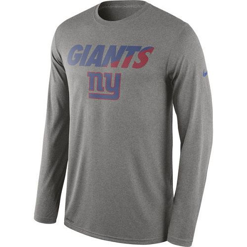 New York Giants Nike Heather Gray Legend Staff Practice Long Sleeves Performance T-Shirt