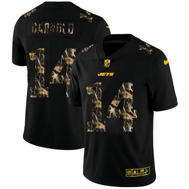 New York Jets #14 Sam Darnold Men's Black Nike Flocked Lightning Vapor Limited NFL Jersey