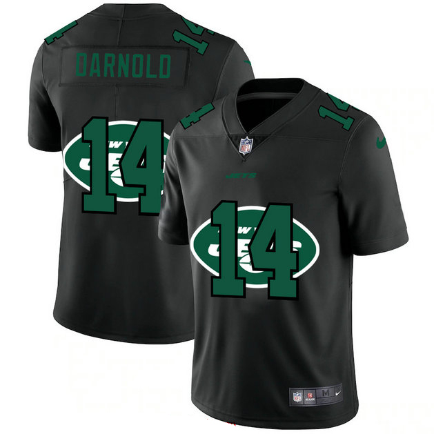 New York Jets #14 Sam Darnold Men's Nike Team Logo Dual Overlap Limited NFL Jersey Black
